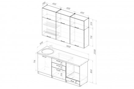 Кухонный гарнитур Альба макси, 180 см 
